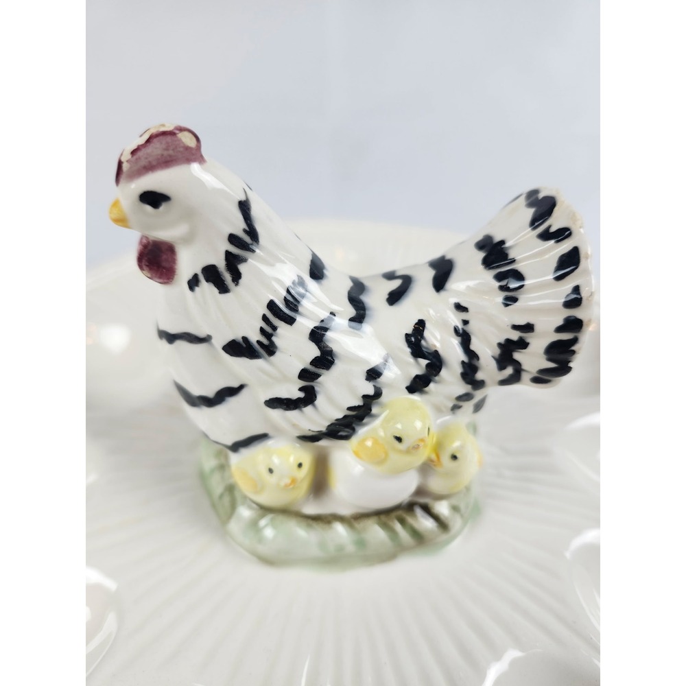 Vintage Weiss Hand Painted Brazil Hen Chicks Deviled Egg Platter Easter Decor - Picture 8 of 10